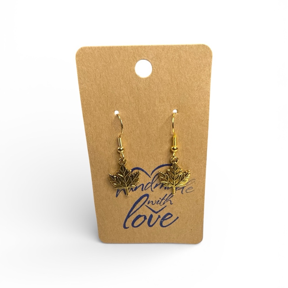 Gold Leaf Earrings - Picture 2 of 2